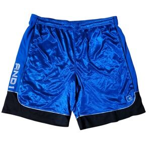 Y2K And1 One 3X Silky Shiny Dazzle Baggy Basketball Shorts Mens Black Blue